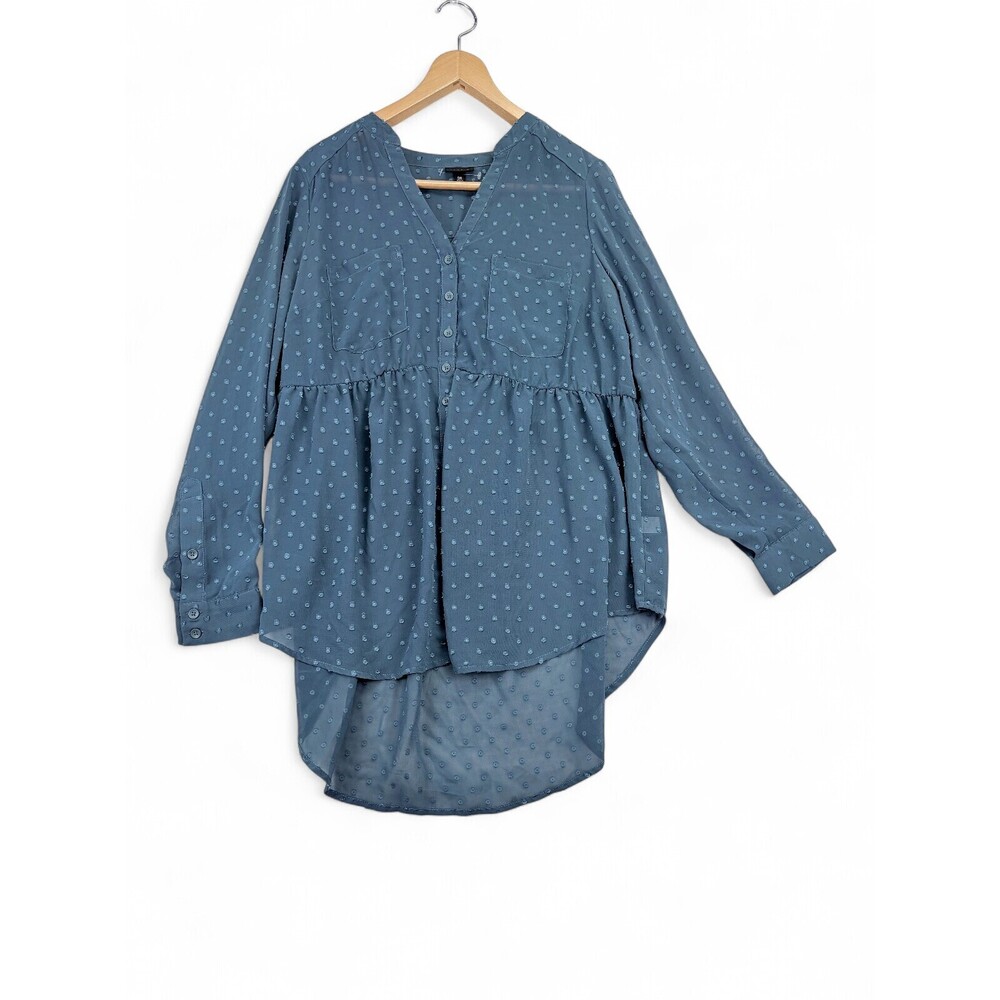 Torrid Sheer Swiss Dot Babydoll Button-Up Top Size 12 (US 10-12)